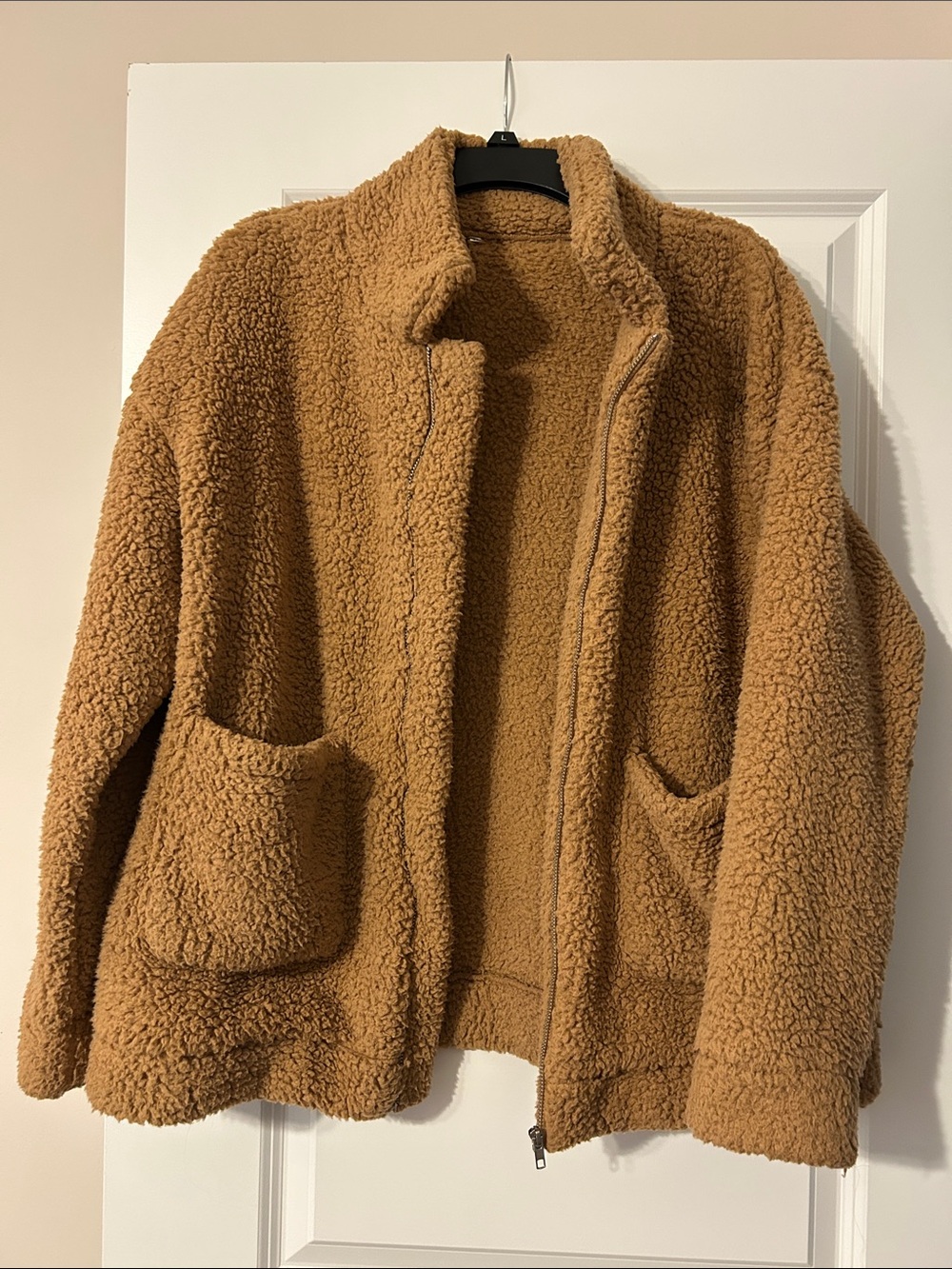 Women's Cozy Teddy Jacket in Camel